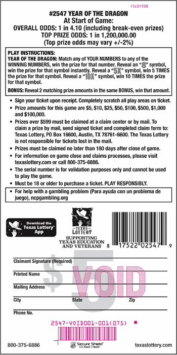 Image of Back of Year of the Dragon Ticket