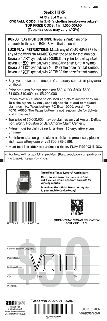 Image of Back of Luxe Ticket