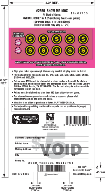 Image of Back of Show Me 100X Ticket