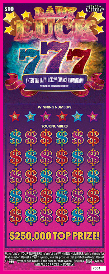 Image of Front of Lady Luck 777 Ticket