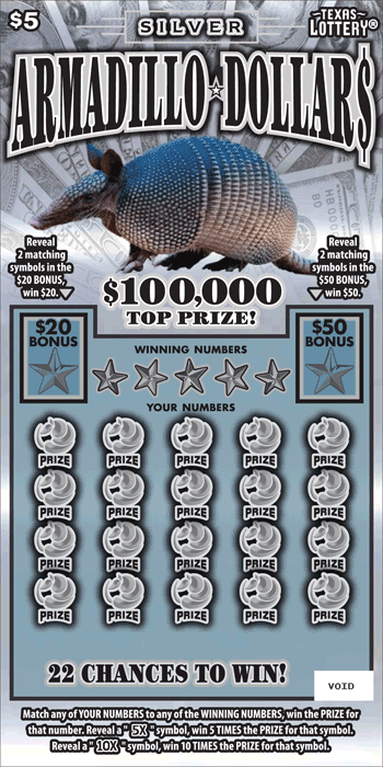 Image of Front of Silver Armadillo Dollar$ Ticket