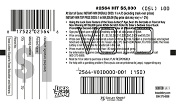 Image of Back of Hit $5,000 Ticket