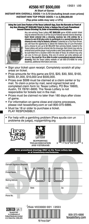 Image of Back of Hit $500,000 Ticket