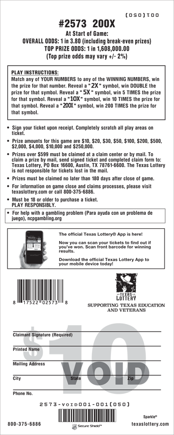 Image of Back of 200X Ticket