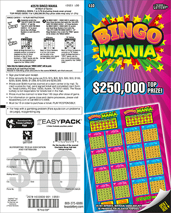 Image of Back of Bingo Mania Ticket