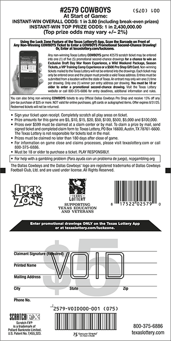 Image of Back of Cowboys Ticket