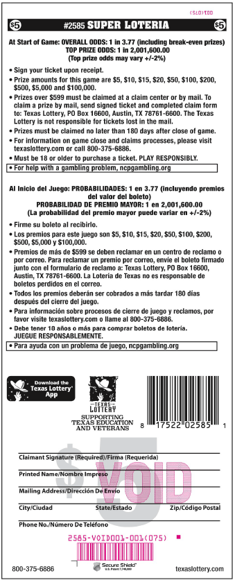 Image of Back of Super Loteria Ticket