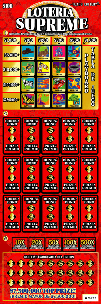 Image of Front of Loteria Supreme Ticket