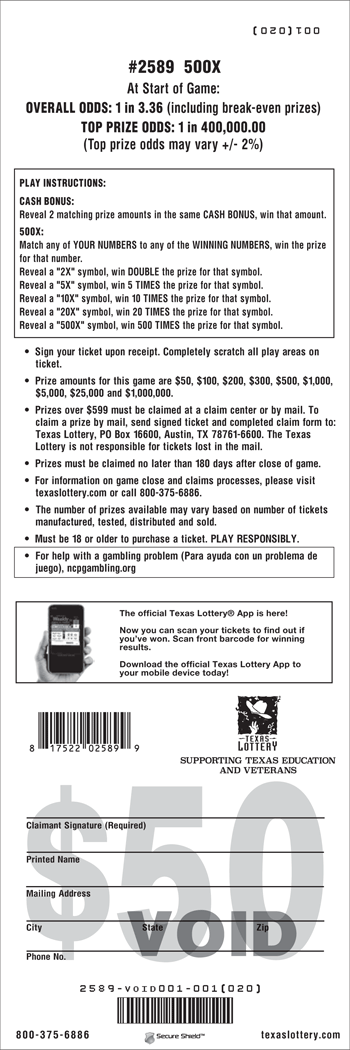 Image of Back of 500X Ticket