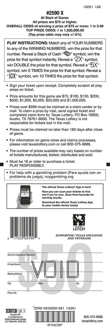 Image of Back of X Ticket
