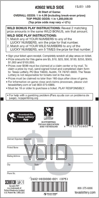 Image of Back of Wild Side Ticket