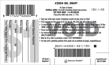 Image of Back of Oh, Snap! Ticket