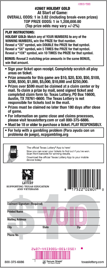Image of Back of Holiday Gold Ticket