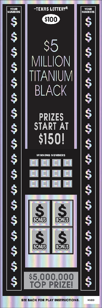 Image of Front of $5 Million Titanium Black Ticket