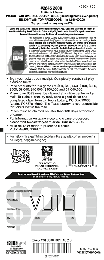 Image of Back of 200X Ticket