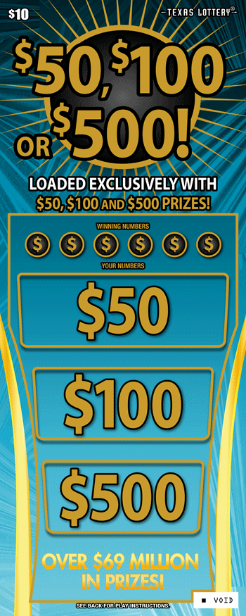 Game No. 2650 - $50, $100 OR $500! scratch ticket from Texas Lottery