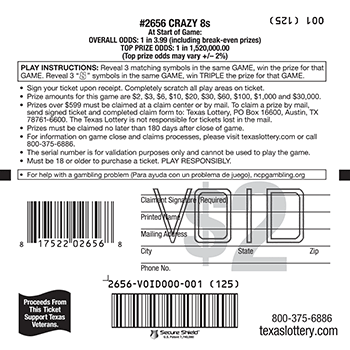 Image of Back of Crazy 8s Ticket