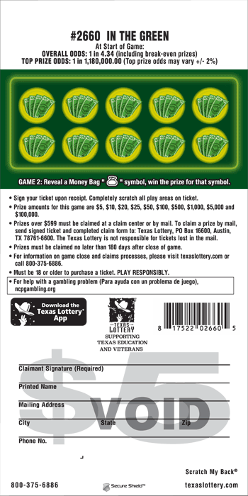 Image of Back of In the Green Ticket