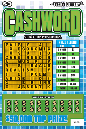 Game No. 2662 - Cashword scratch ticket from Texas Lottery