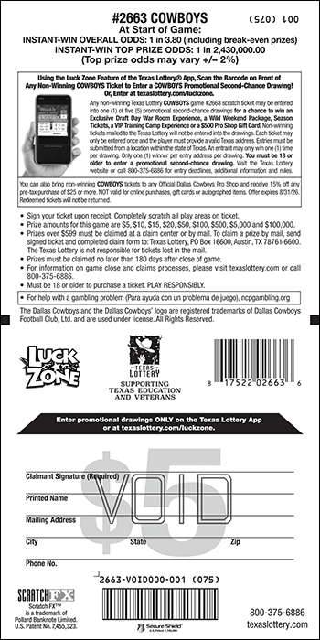 Image of Back of Cowboys Ticket