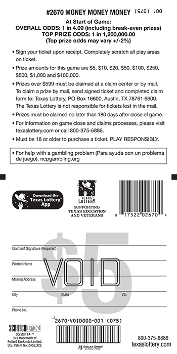 Image of Back of Money Money Money Ticket