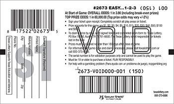 Image of Back of Easy...1-2-3 Ticket