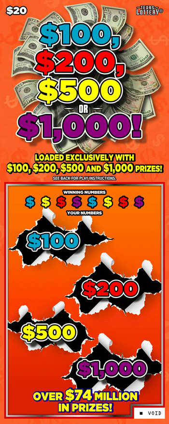 Game No. 2678 - $100, $200, $500 OR $1,000! scratch ticket from Texas Lottery