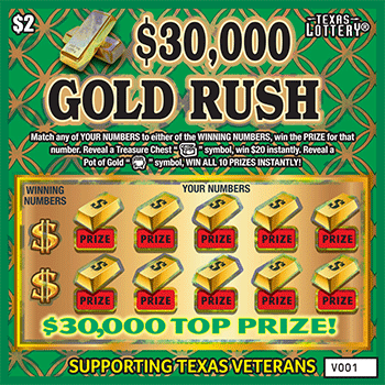 Image of Front of $30,000 Gold Rush Ticket