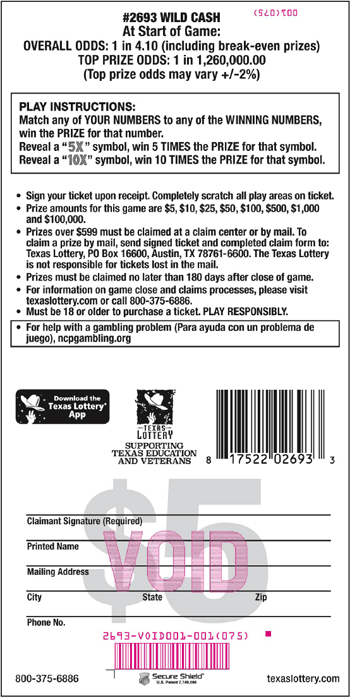 Image of Back of Wild Cash Ticket