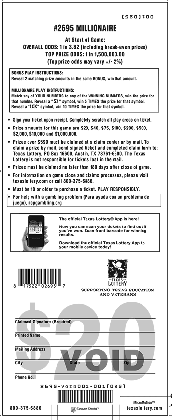 Image of Back of Millionaire Ticket
