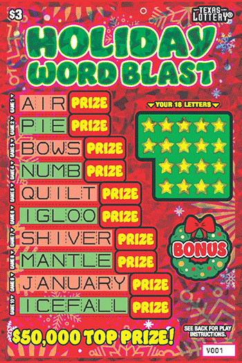 Game No. 2697 - Holiday Word Blast scratch ticket from Texas Lottery