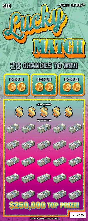 Game No. 2705 - Lucky Match scratch ticket from Texas Lottery