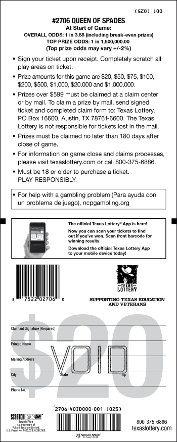 Image of Back of Queen of Spades Ticket