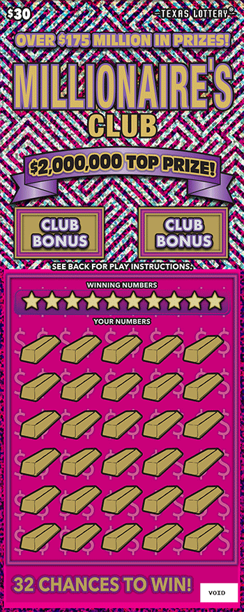 Game No. 2730 - Millionaire's Club scratch ticket from Texas Lottery