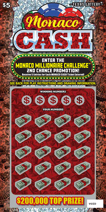 Game No. 2736 - Monaco Cash scratch ticket from Texas Lottery