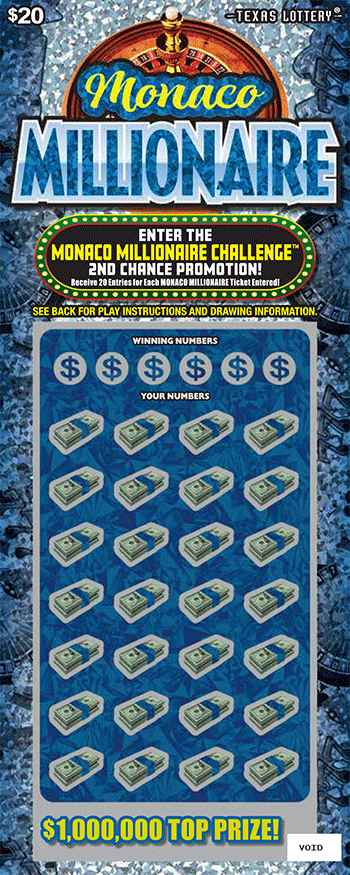 Game No. 2738 - Monaco Millionaire scratch ticket from Texas Lottery