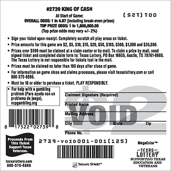Image of Back of King of Cash Ticket