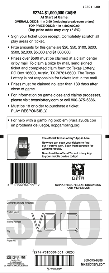 Image of Back of $1,000,000 Ca$h! Ticket