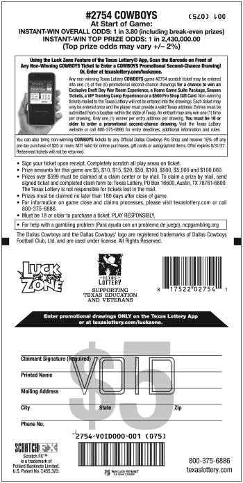 Image of Back of Cowboys Ticket