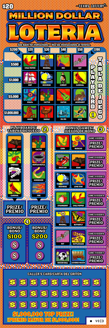 Image of Front of Million Dollar Loteria Ticket