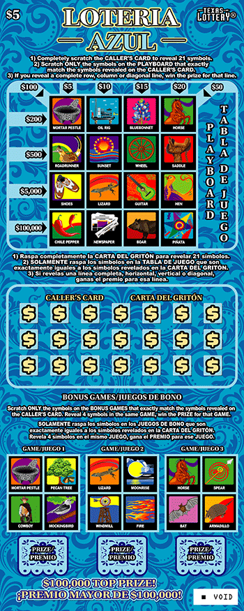 Image of Front of Loteria Azul Ticket