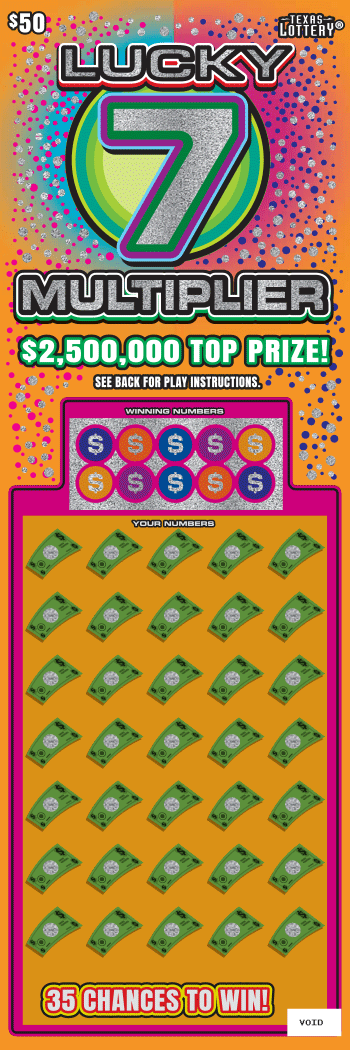 Image of Front of Lucky 7 Multiplier Ticket