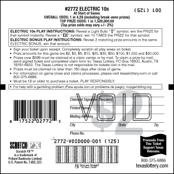 Image of Back of Electric 10s Ticket