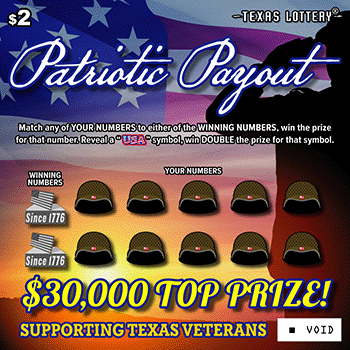 Patriotic Payout Texas scratch-off ticket