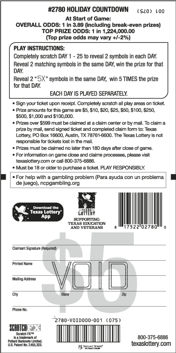 Image of Back of Holiday Countdown Ticket